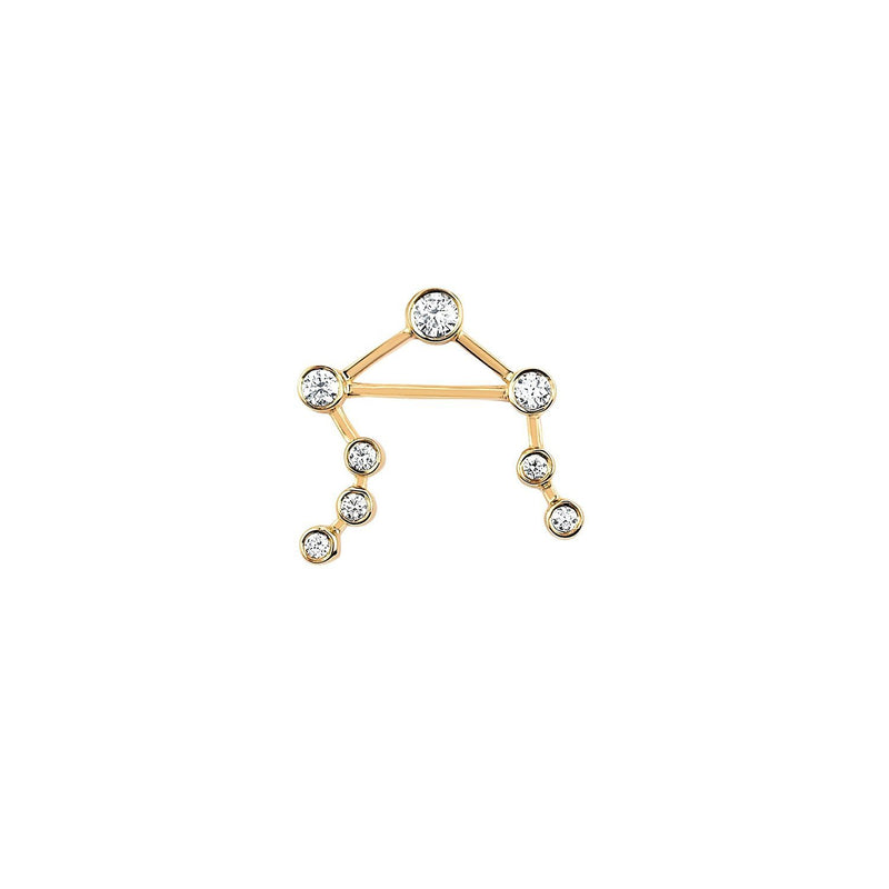 Petite Libra Diamond Constellation Studs Yellow Gold Single Right by Logan Hollowell Jewelry
