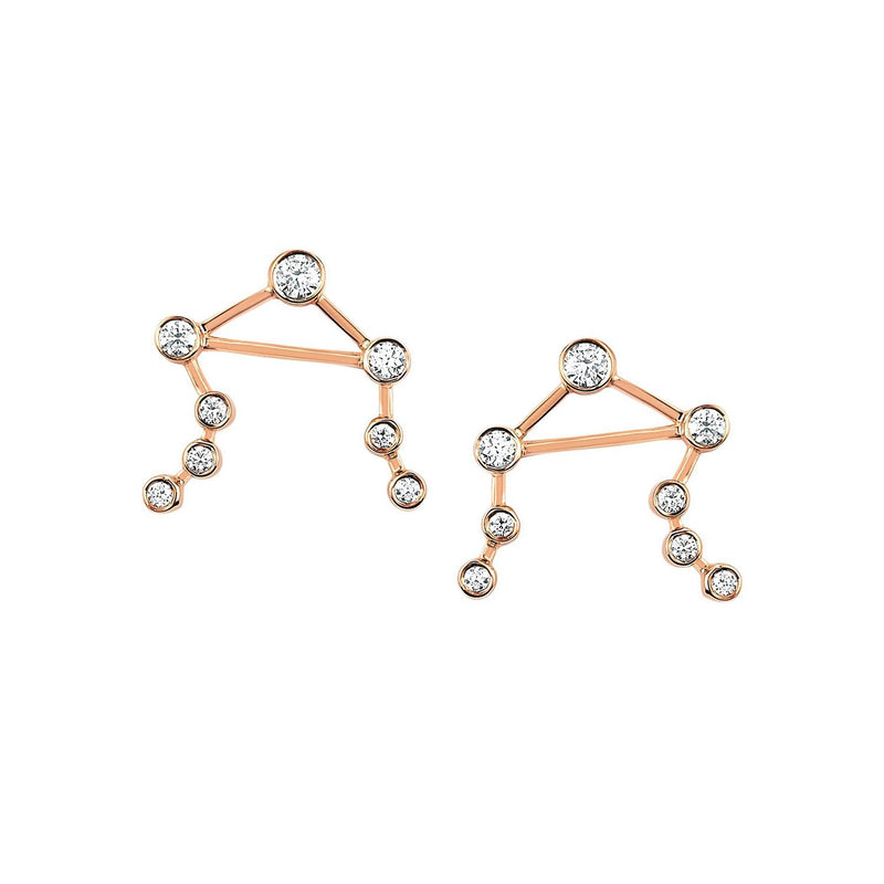 Petite Libra Diamond Constellation Studs Rose Gold Pair by Logan Hollowell Jewelry