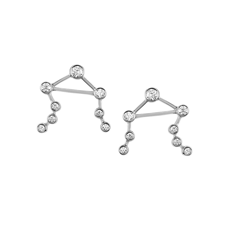 Petite Libra Diamond Constellation Studs White Gold Pair by Logan Hollowell Jewelry