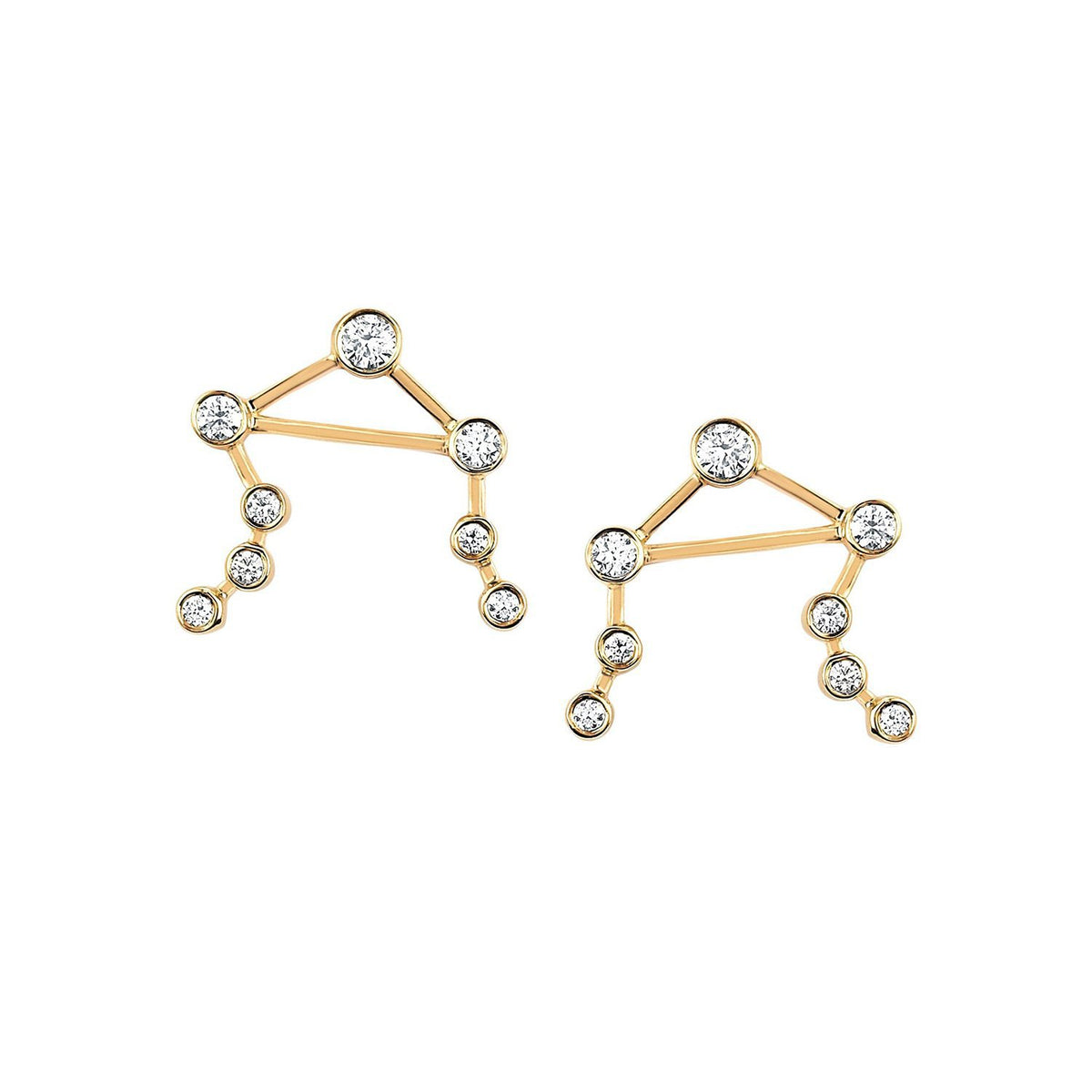 Petite Libra Diamond Constellation Studs Yellow Gold Pair by Logan Hollowell Jewelry
