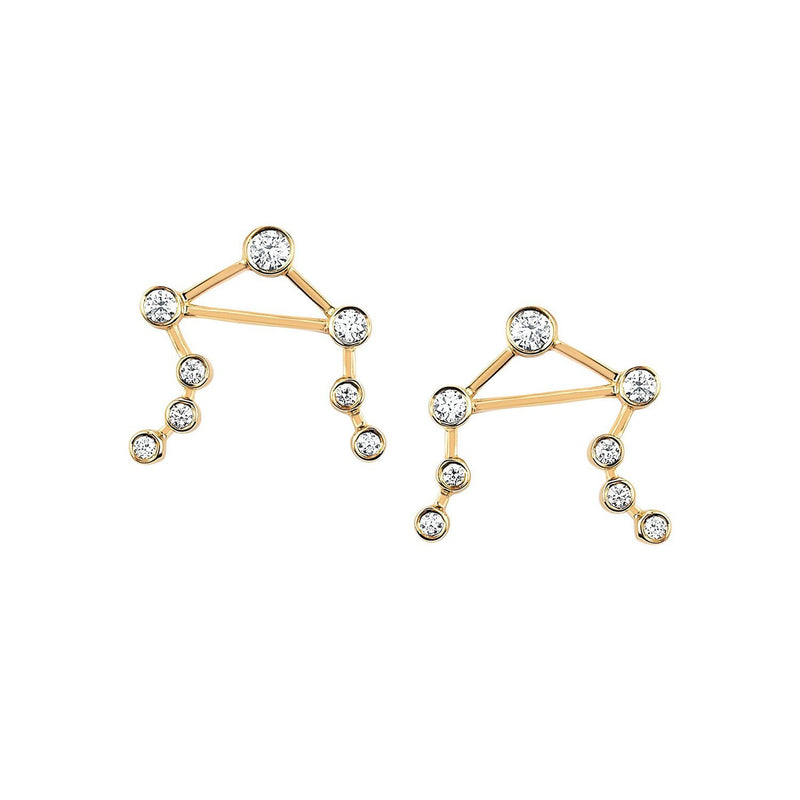 Petite Libra Diamond Constellation Studs Yellow Gold Pair by Logan Hollowell Jewelry