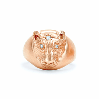 Baby Lioness Signet Ring Rose Gold 2.5  by Logan Hollowell Jewelry