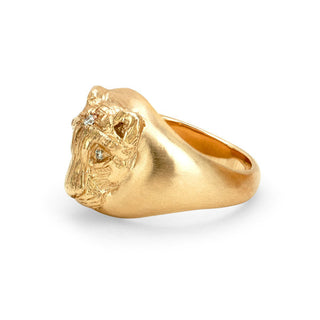 Baby Lioness Signet Ring    by Logan Hollowell Jewelry