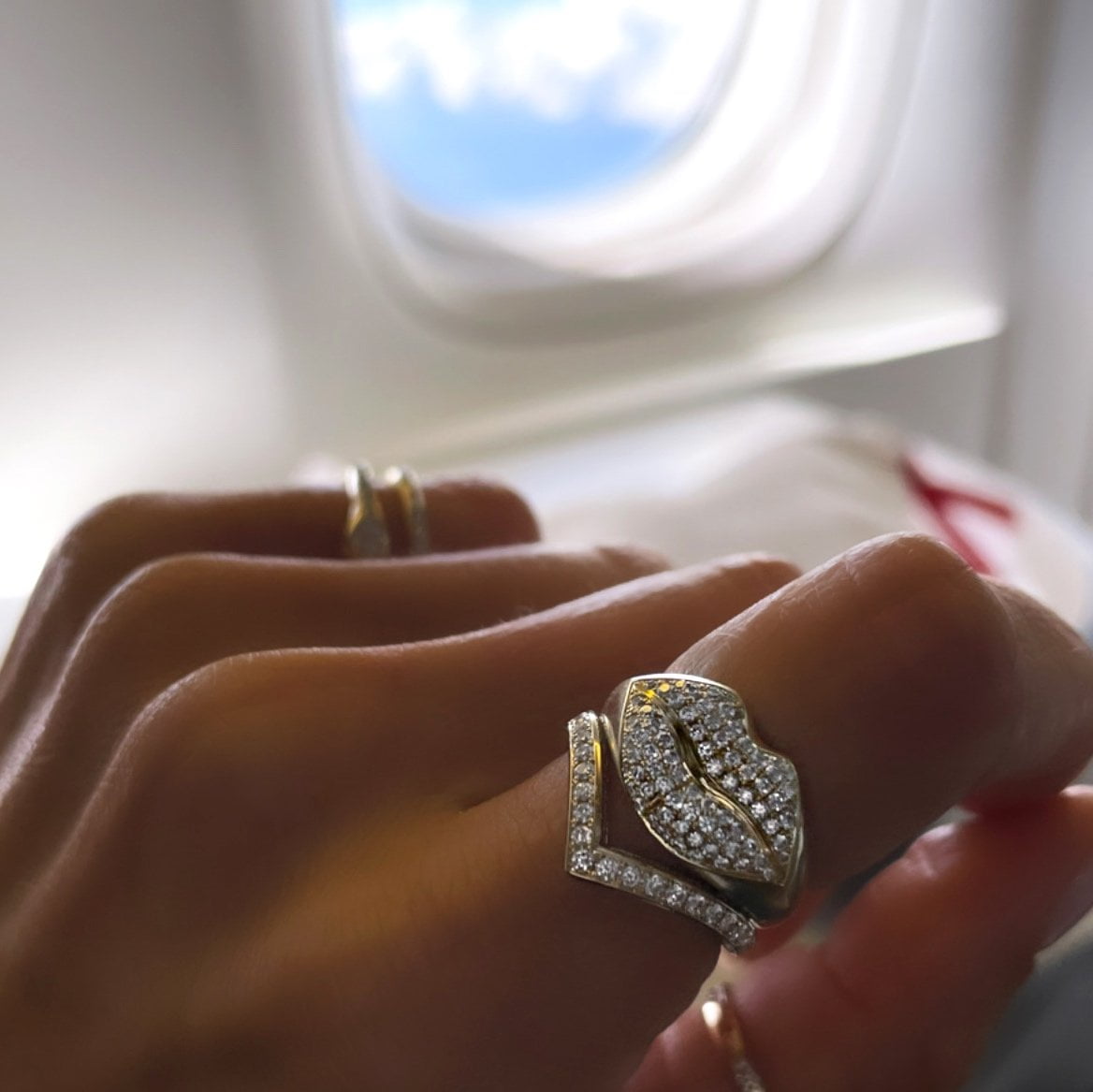V Pavé Diamond Ring 6.25 Yellow Gold by Logan Hollowell Jewelry