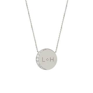 Custom Mini Moon Necklace with Star Set Diamond White Gold 16"  by Logan Hollowell Jewelry