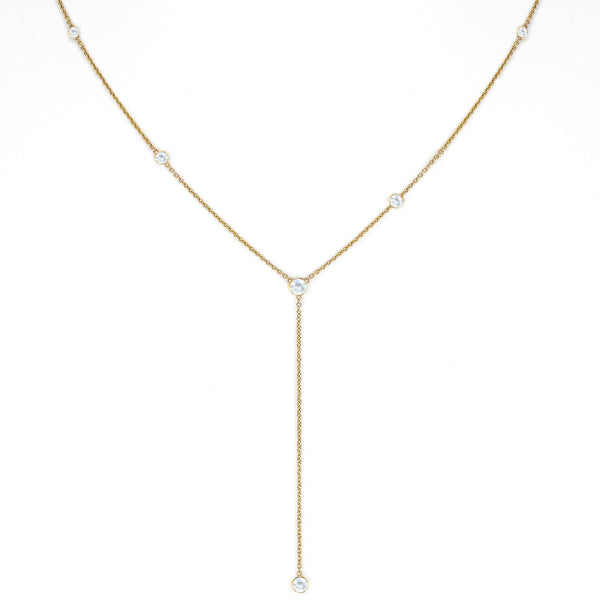 Moonstone Star Droplet Lariat | Ready to Ship Yellow Gold by Logan Hollowell Jewelry