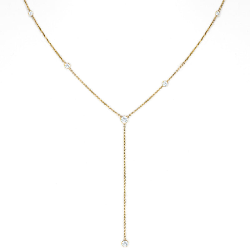 Moonstone Star Droplet Lariat | Ready to Ship Yellow Gold by Logan Hollowell Jewelry