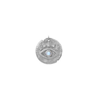 Moonstone Baby Eye of Protection Coin Charm | Ready to Ship White Gold   by Logan Hollowell Jewelry