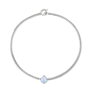 Reversible Baby Queen Moonstone Water Drop Cuban Necklace White Gold 13.5"  by Logan Hollowell Jewelry