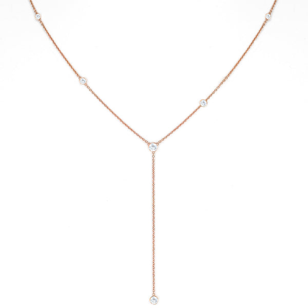 Moonstone Star Droplet Lariat Rose Gold by Logan Hollowell Jewelry
