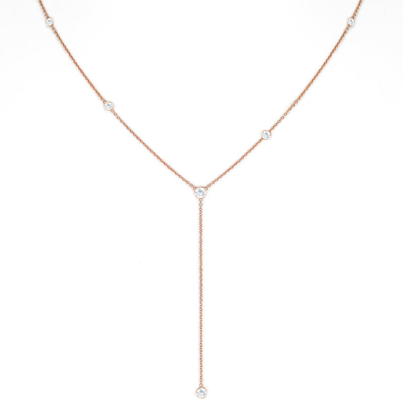 Moonstone Star Droplet Lariat Rose Gold by Logan Hollowell Jewelry