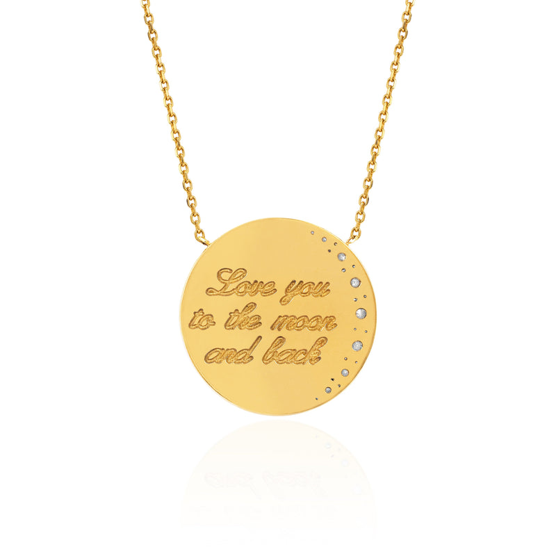 Custom Classic "Love You To The Moon and Back" Necklace with Diamonds    by Logan Hollowell Jewelry