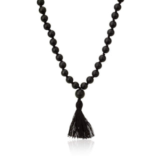 LH x JA Akasha Onyx Mala Bead Tassel Necklace    by Logan Hollowell Jewelry
