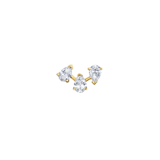18k Baby Reverse Triple Water Drop Diamond Studs Yellow Gold Single  by Logan Hollowell Jewelry