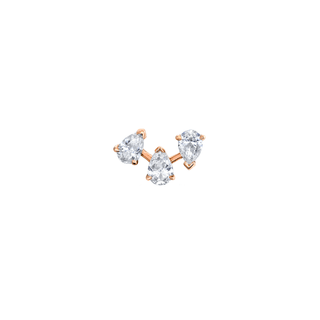 18k Baby Reverse Triple Water Drop Diamond Studs Rose Gold Single  by Logan Hollowell Jewelry