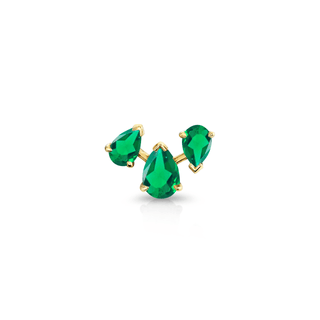 18k Reverse Triple Water Drop Emerald Studs Yellow Gold Single  by Logan Hollowell Jewelry