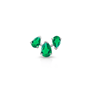 18k Reverse Triple Water Drop Emerald Studs White Gold Single  by Logan Hollowell Jewelry