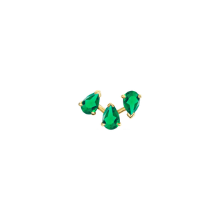 18k Baby Reverse Triple Water Drop Emerald Studs Yellow Gold Single  by Logan Hollowell Jewelry