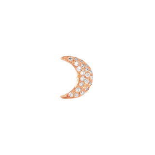 Micro Pavé Diamond Crescent Studs Single Earring Rose Gold  by Logan Hollowell Jewelry