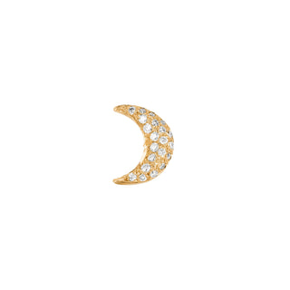 Micro Pavé Diamond Crescent Studs Yellow Gold Single Earring  by Logan Hollowell Jewelry
