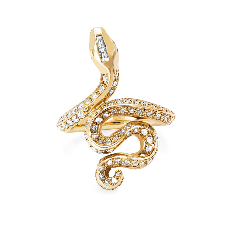 Kundalini Snake Ring with Pavé Diamonds | Ready to Ship Yellow Gold 6 by Logan Hollowell Jewelry
