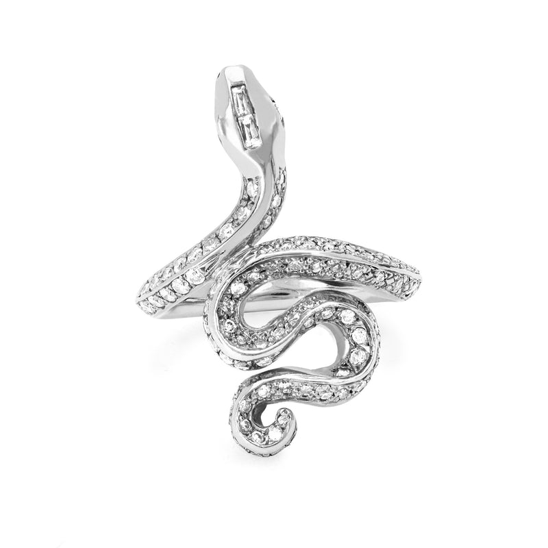 Kundalini Snake Ring with Pavé Diamonds White Gold 3 by Logan Hollowell Jewelry