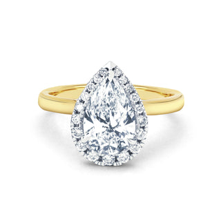 Eternal Water Drop Diamond Setting with Full Pavé Halo Yellow Gold   by Logan Hollowell Jewelry