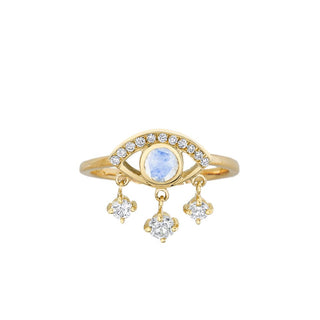 Moonstone Eye of Emotions Ring Yellow Gold 3  by Logan Hollowell Jewelry