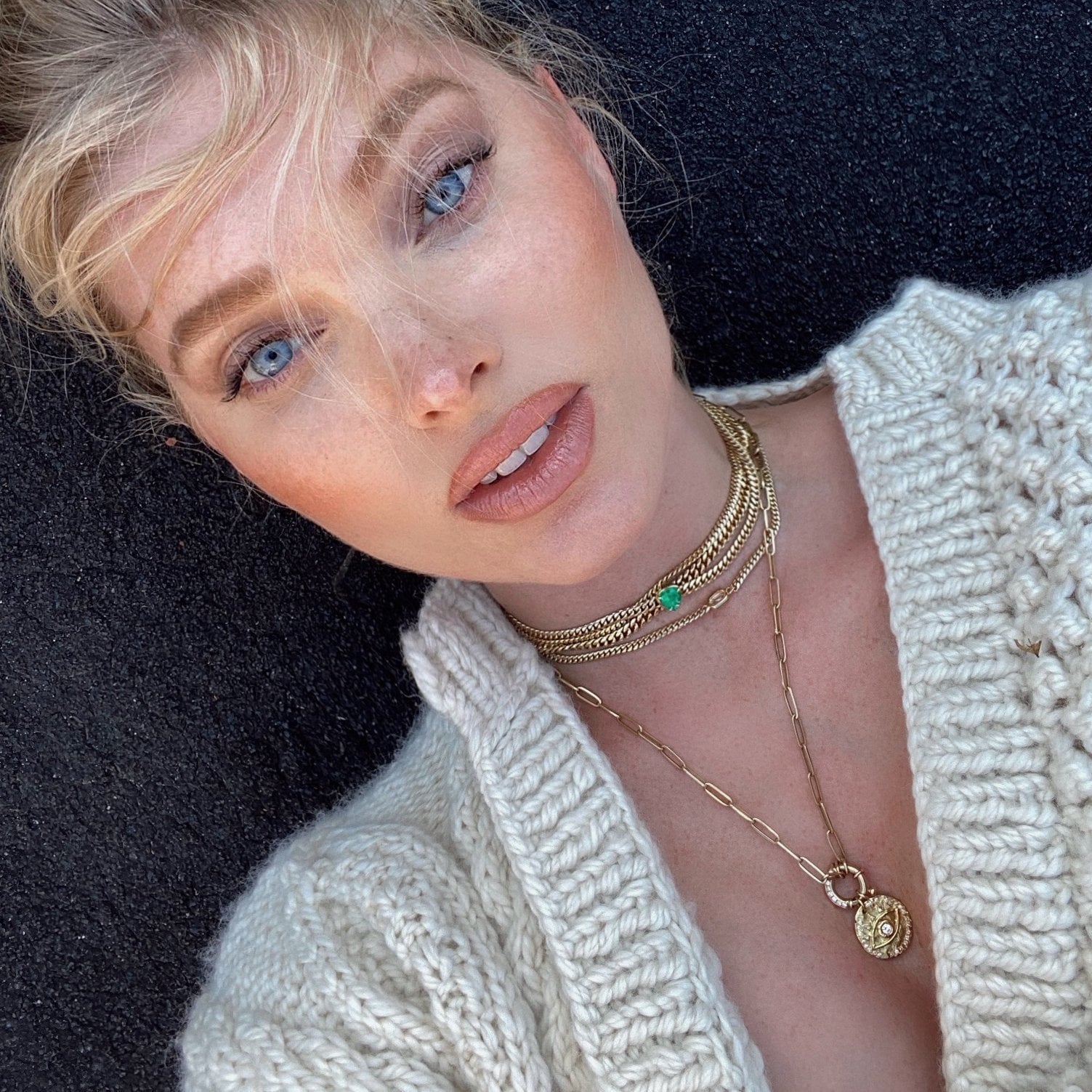 Alchemy Link Charm Necklace with Pavé Diamonds and 18k Diamond Eye of Protection Coin Charm    by Logan Hollowell Jewelry
