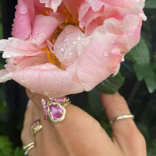 French Pavé Pink Sapphire Tusk Ring    by Logan Hollowell Jewelry