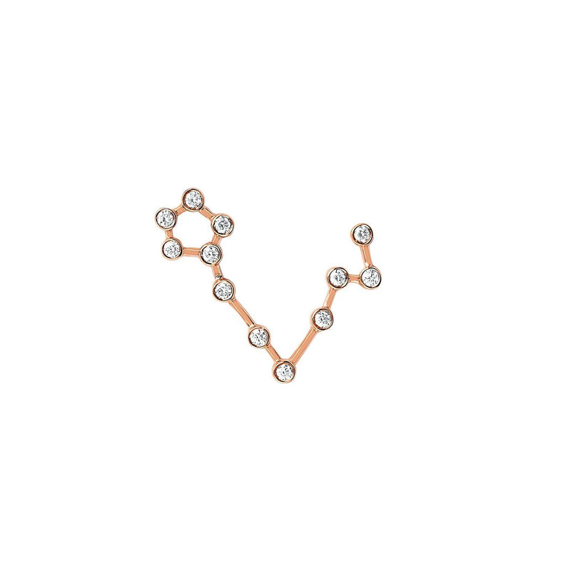 Petite Pisces Diamond Constellation Earrings Rose Gold Single Left by Logan Hollowell Jewelry