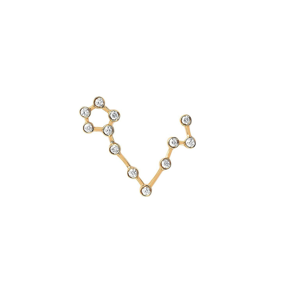 Petite Pisces Diamond Constellation Earrings Yellow Gold Single Left by Logan Hollowell Jewelry