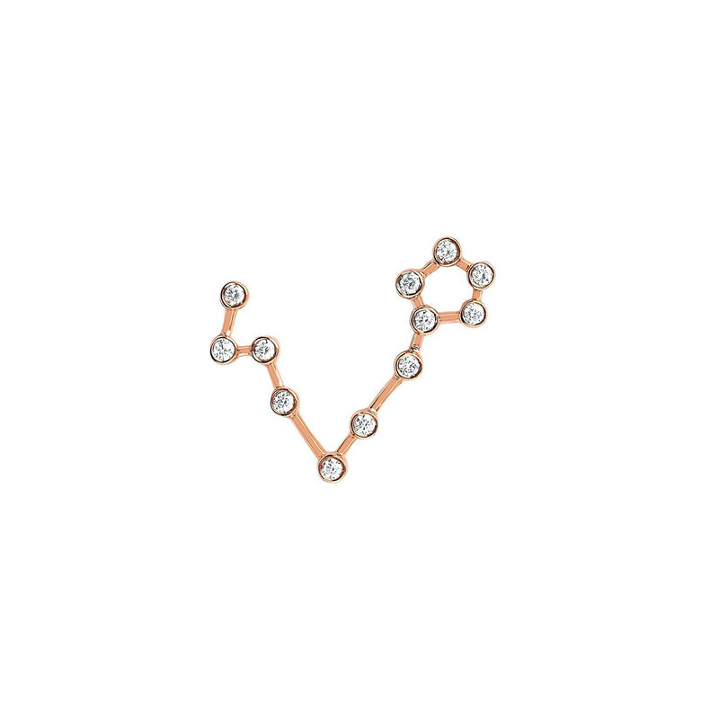 Petite Pisces Diamond Constellation Earrings Rose Gold Single Right by Logan Hollowell Jewelry