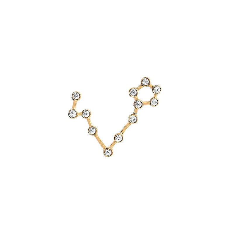 Petite Pisces Diamond Constellation Earrings Yellow Gold Single Right by Logan Hollowell Jewelry
