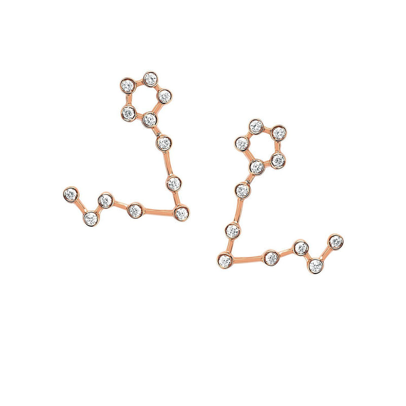 Petite Pisces Diamond Constellation Earrings Rose Gold Pair by Logan Hollowell Jewelry