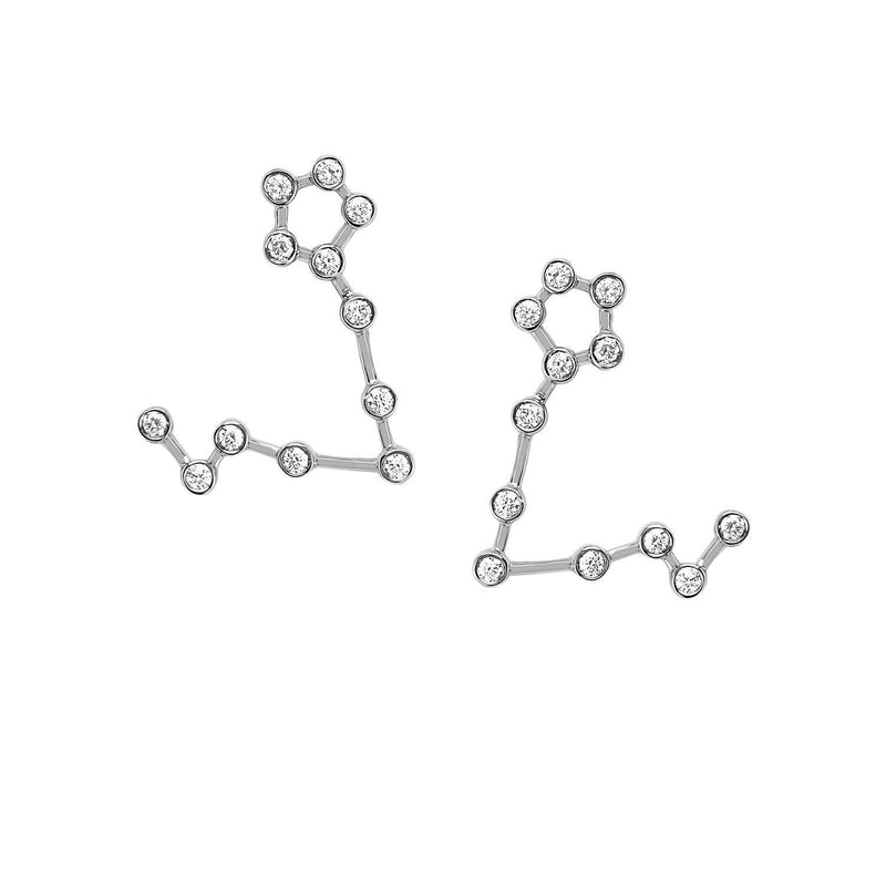 Petite Pisces Diamond Constellation Earrings White Gold Pair by Logan Hollowell Jewelry