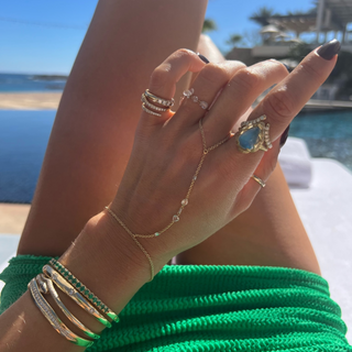 Eau de Rose Cut Iris Diamond Hand chain    by Logan Hollowell Jewelry
