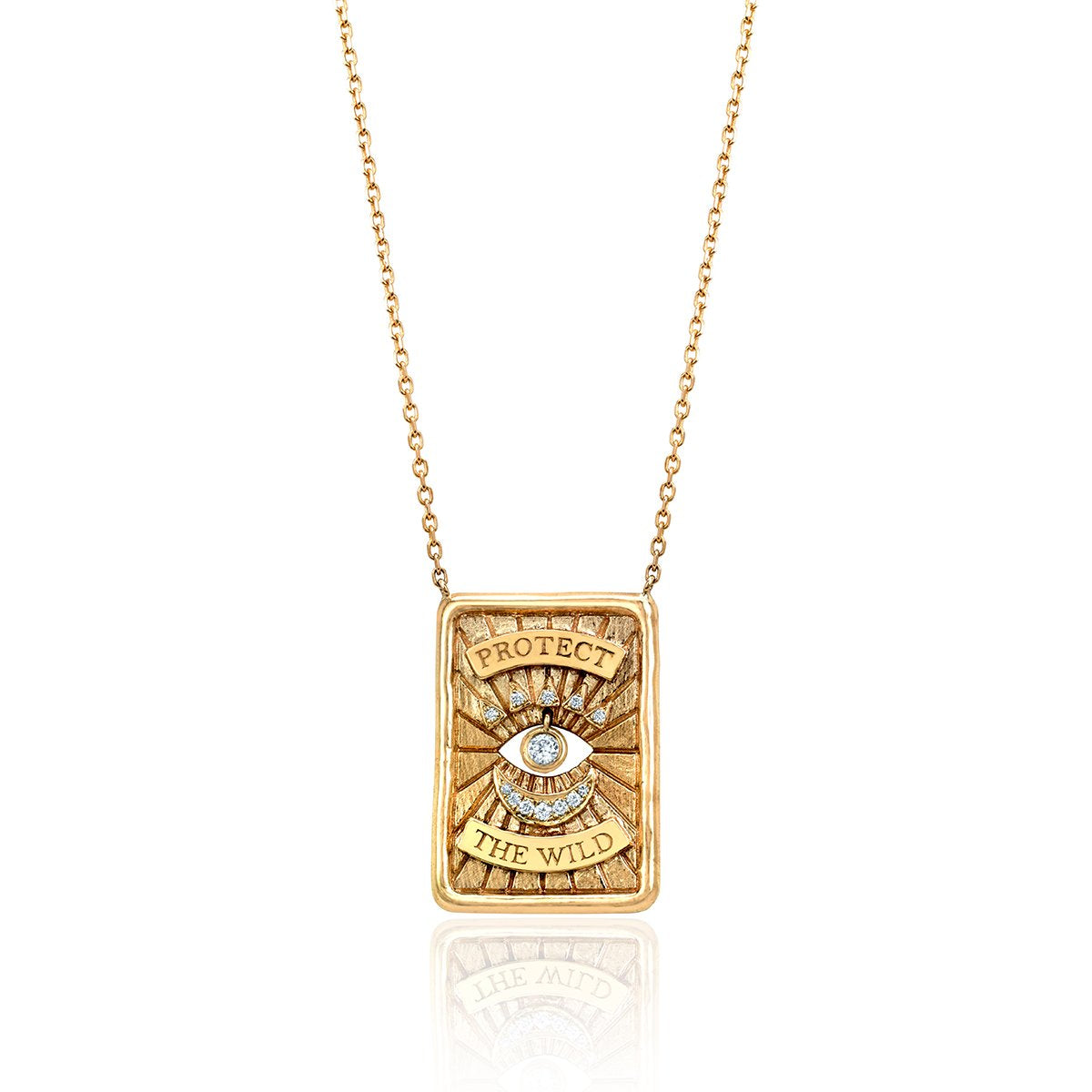 Gaia Protection Necklace 16" Yellow Gold Diamond Eye by Logan Hollowell Jewelry