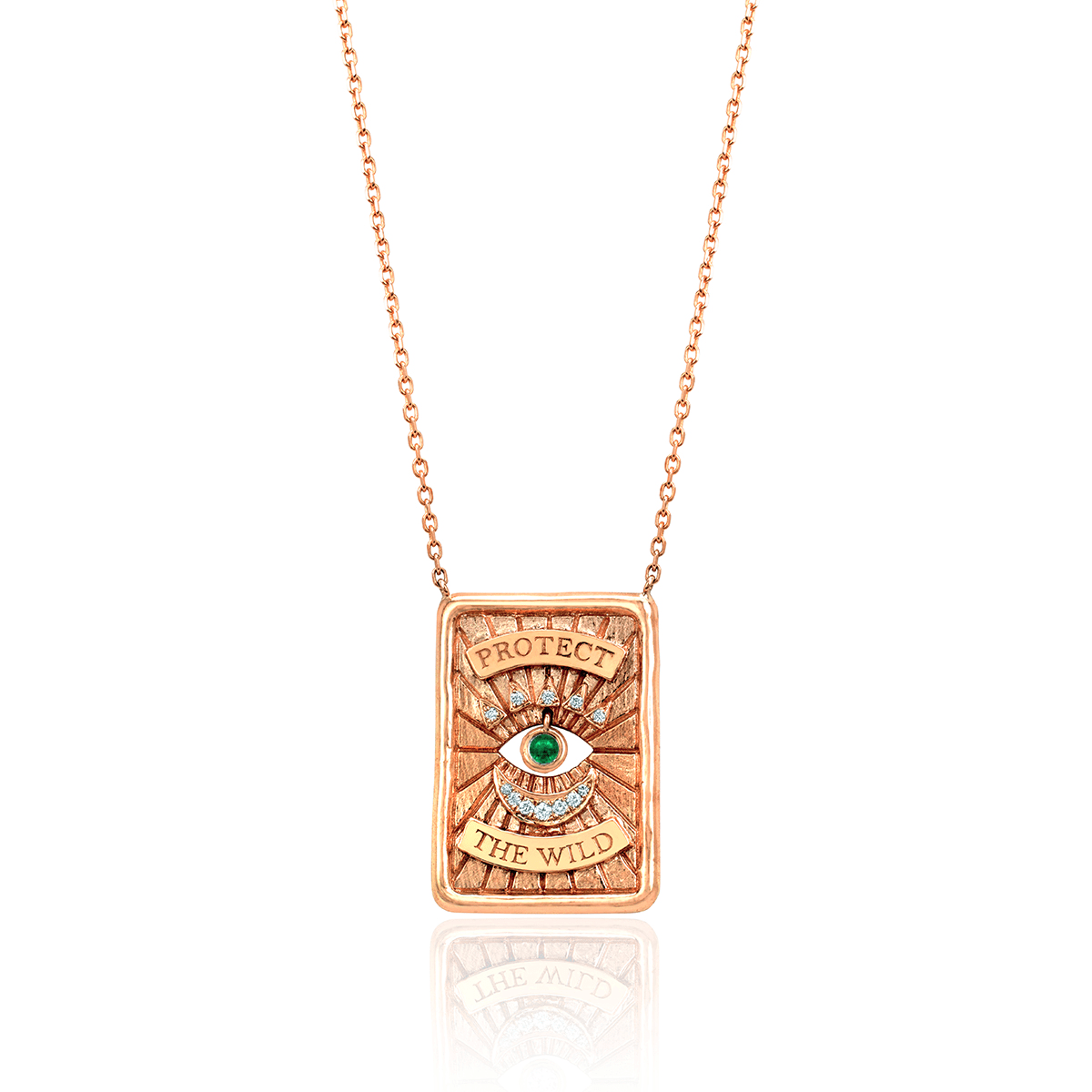 Gaia Protection Necklace 16" Rose Gold Emerald Eye by Logan Hollowell Jewelry