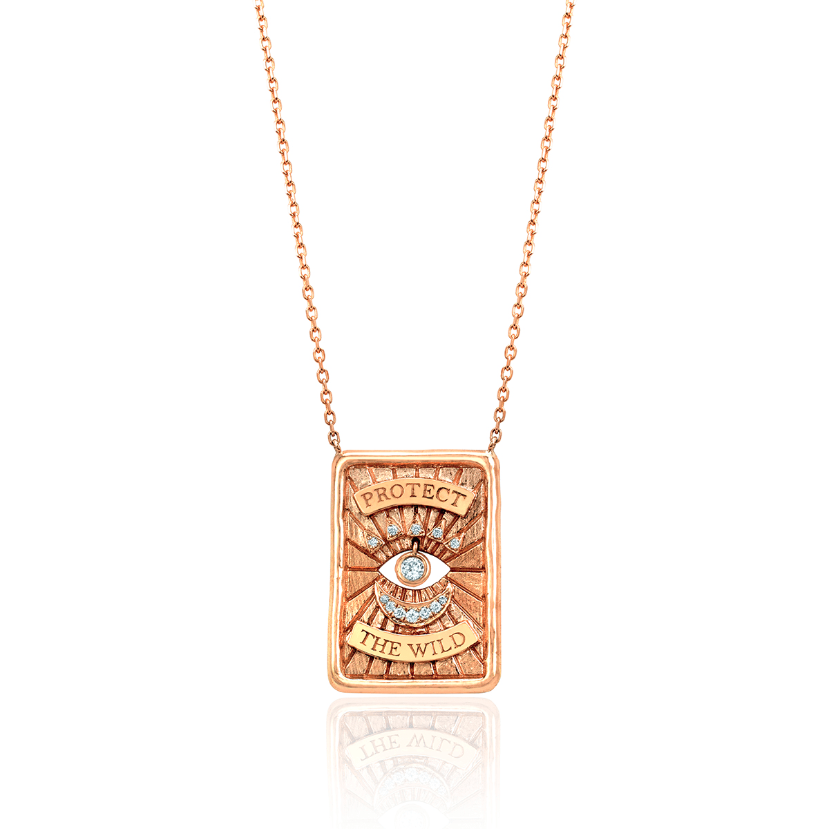Gaia Protection Necklace 16" Rose Gold Diamond Eye by Logan Hollowell Jewelry