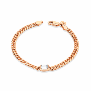 Queen Emerald Cut Diamond Cuban Anklet Rose Gold   by Logan Hollowell Jewelry