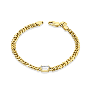 Queen Emerald Cut Diamond Cuban Anklet Yellow Gold   by Logan Hollowell Jewelry