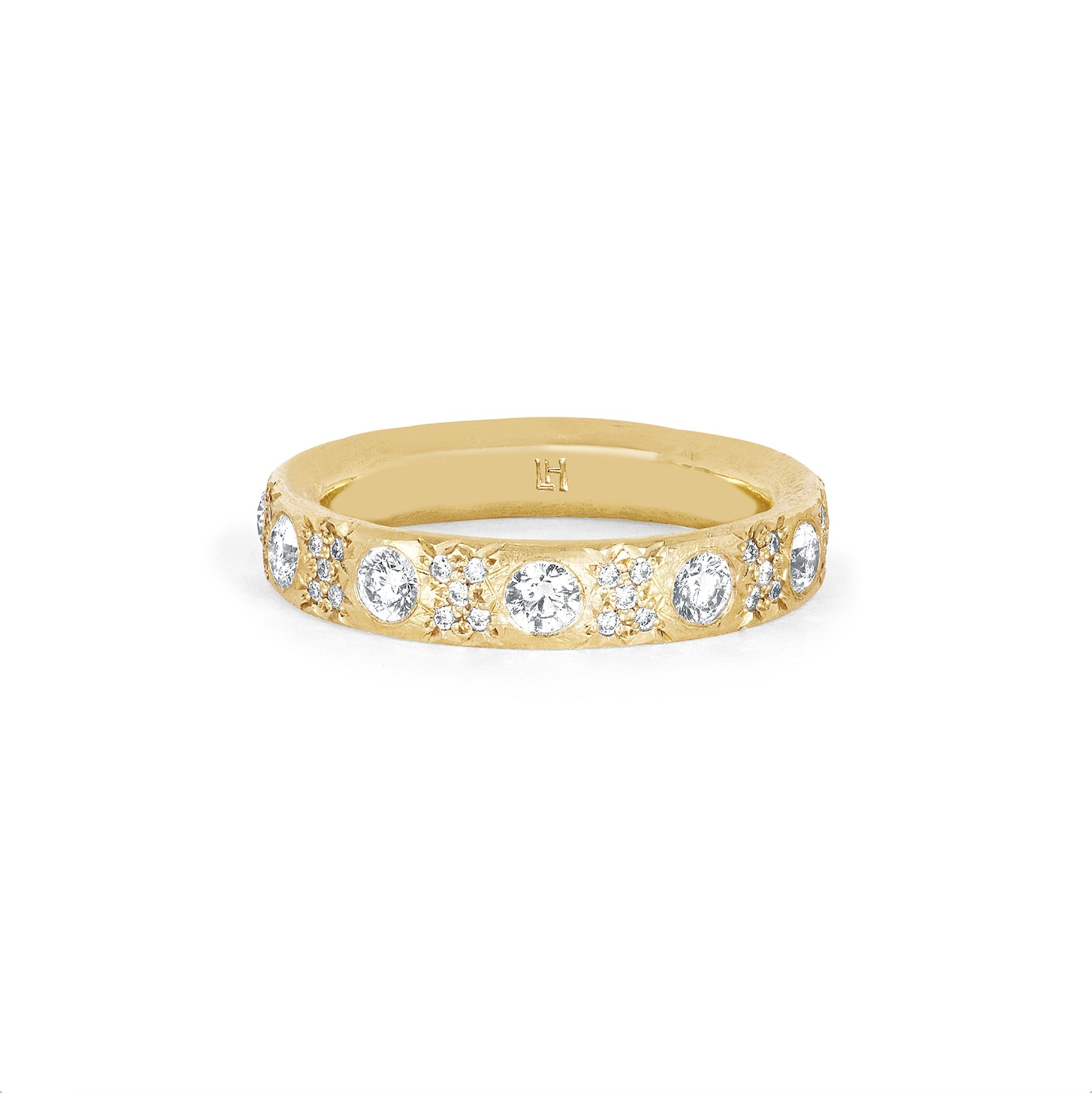 Queen Pavé Diamond Band Yellow Gold 6.5 by Logan Hollowell Jewelry