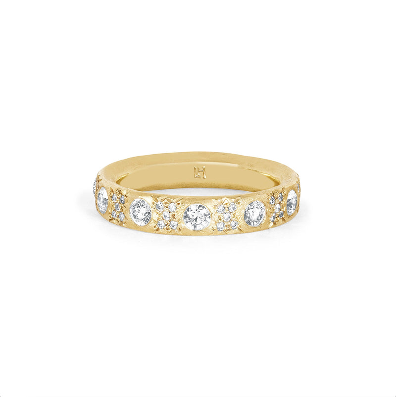 Queen Pavé Diamond Band Yellow Gold 6.5 by Logan Hollowell Jewelry
