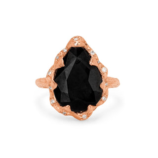 Queen Water Drop Onyx Ring with Sprinkled Diamonds 4 Rose Gold  by Logan Hollowell Jewelry