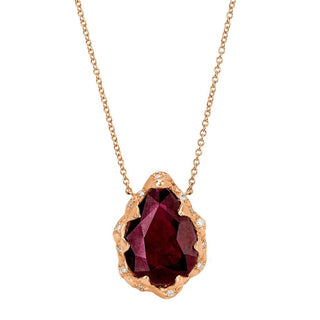 Queen Water Drop Ruby Necklace with Sprinkled Diamonds Rose Gold   by Logan Hollowell Jewelry