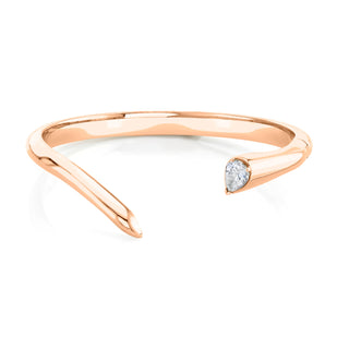 Solid Tusk Cuff with Diamond Pear Petite Rose Gold  by Logan Hollowell Jewelry