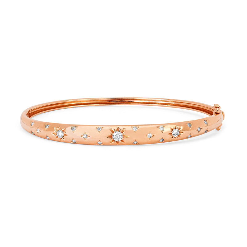 Star Set Rounded Diamond Bracelet with Pavé Rose Gold Petite (6.5") by Logan Hollowell Jewelry