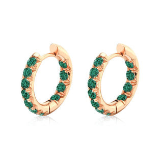 Inside Out Emerald French Pavé Hoops Rose Gold   by Logan Hollowell Jewelry
