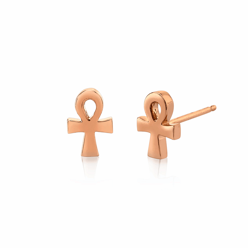 Mini Ankh Studs Pair Rose Gold by Logan Hollowell Jewelry